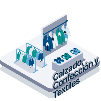 Zapatos, ropa y textiles